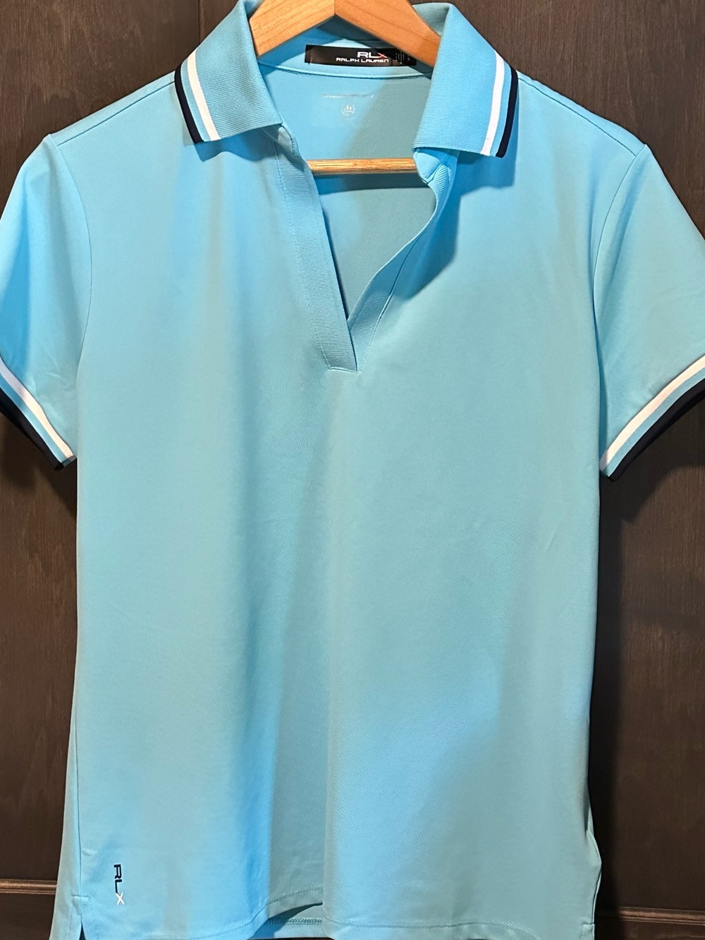 RLX Ralph Lauren Light Blue Tailored Fit Moisture Wicking Polo Women’s Large